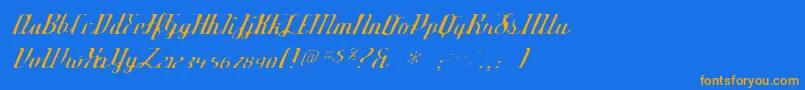 フォントDeftonestylusgaunt – オレンジ色の文字が青い背景にあります。