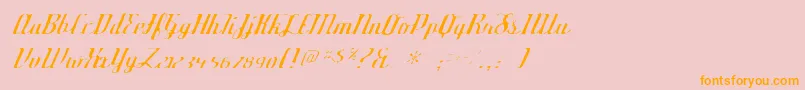 フォントDeftonestylusgaunt – オレンジの文字がピンクの背景にあります。