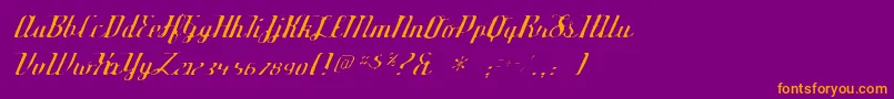 フォントDeftonestylusgaunt – 紫色の背景にオレンジのフォント