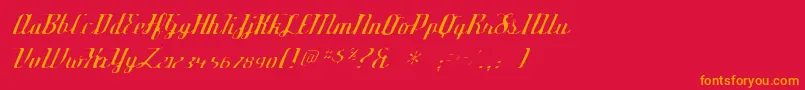 フォントDeftonestylusgaunt – 赤い背景にオレンジの文字