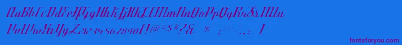 Deftonestylusgaunt-Schriftart – Violette Schriften auf blauem Hintergrund