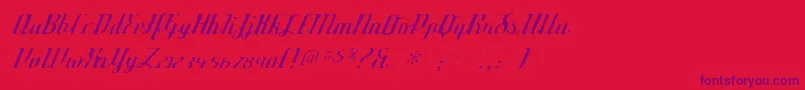 Czcionka Deftonestylusgaunt – fioletowe czcionki na czerwonym tle