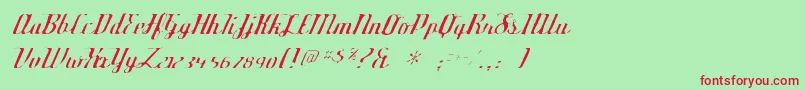 フォントDeftonestylusgaunt – 赤い文字の緑の背景