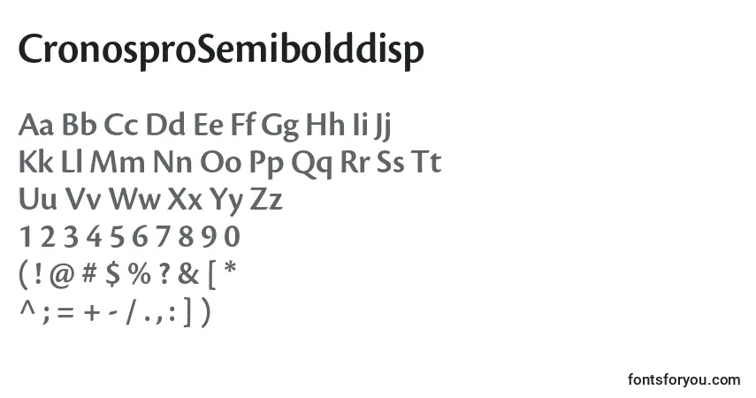 A fonte CronosproSemibolddisp – alfabeto, números, caracteres especiais