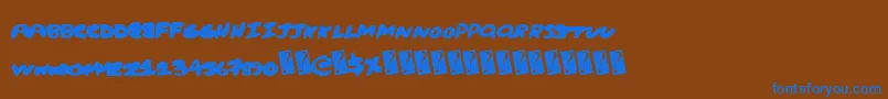 Creampuff-Schriftart – Blaue Schriften auf braunem Hintergrund
