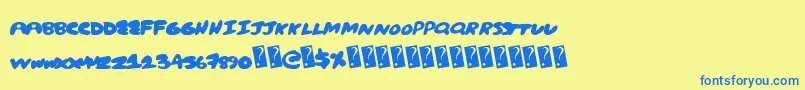 Creampuff-Schriftart – Blaue Schriften auf gelbem Hintergrund