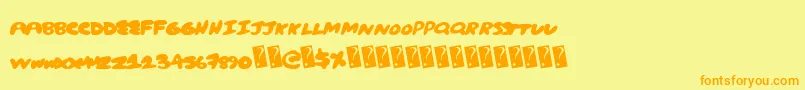フォントCreampuff – オレンジの文字が黄色の背景にあります。