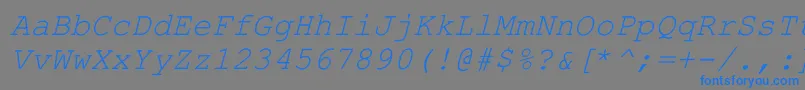 フォントHellascourItalic – 灰色の背景に青い文字