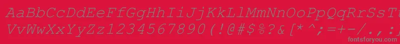 フォントHellascourItalic – 赤い背景に灰色の文字