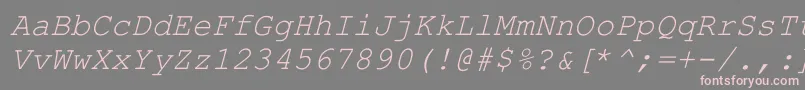 HellascourItalicフォントについての詳細 フォントHellascourItalic – 灰色の背景にピンクのフォント