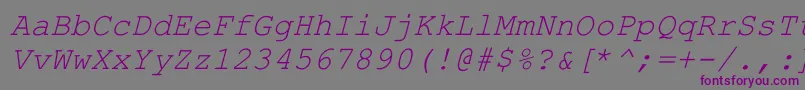 フォントHellascourItalic – 紫色のフォント、灰色の背景