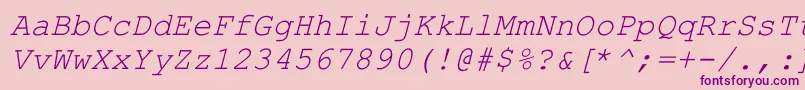 HellascourItalicフォントについての詳細 フォントHellascourItalic – ピンクの背景に紫のフォント
