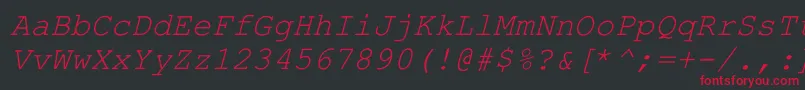 フォントHellascourItalic – 黒い背景に赤い文字