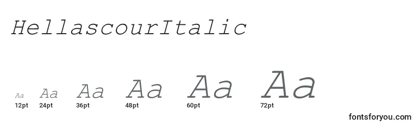 Размеры шрифта HellascourItalic