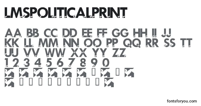 Czcionka LmsPoliticalPrint – alfabet, cyfry, specjalne znaki