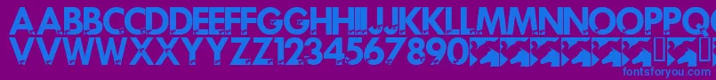 フォントLmsPoliticalPrint – 紫色の背景に青い文字