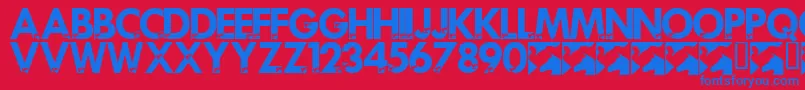 LmsPoliticalPrint Font – Blue Fonts on Red Background