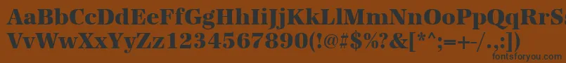 フォントUrwantiquatextbolnar – 黒い文字が茶色の背景にあります