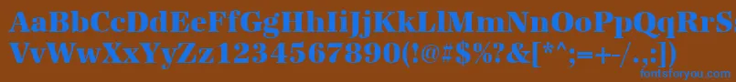 Czcionka Urwantiquatextbolnar – niebieskie czcionki na brązowym tle