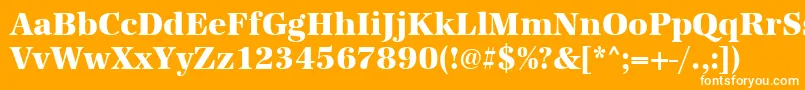 Czcionka Urwantiquatextbolnar – białe czcionki na pomarańczowym tle