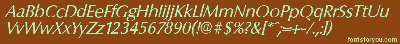 Шрифт ColumbiaserialItalic – зелёные шрифты на коричневом фоне