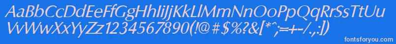 フォントColumbiaserialItalic – ピンクの文字、青い背景