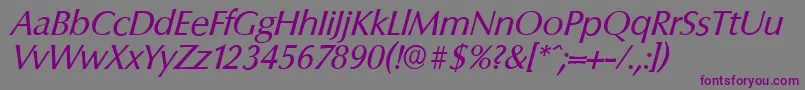 フォントColumbiaserialItalic – 紫色のフォント、灰色の背景