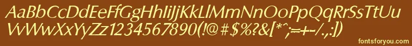 ColumbiaserialItalic-fontti – keltaiset fontit ruskealla taustalla