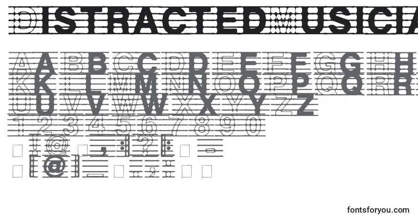 A fonte DistractedMusician – alfabeto, números, caracteres especiais