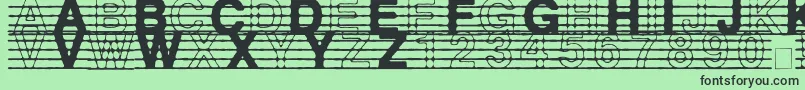 フォントDistractedMusician – 緑の背景に黒い文字