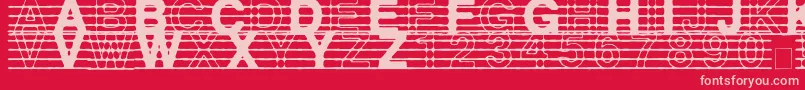 DistractedMusician-fontti – vaaleanpunaiset fontit punaisella taustalla