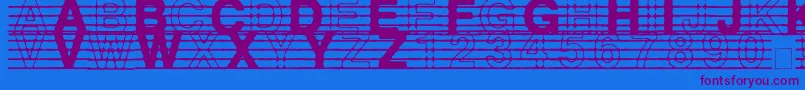 Czcionka DistractedMusician – fioletowe czcionki na niebieskim tle
