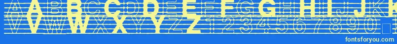 DistractedMusician-fontti – keltaiset fontit sinisellä taustalla