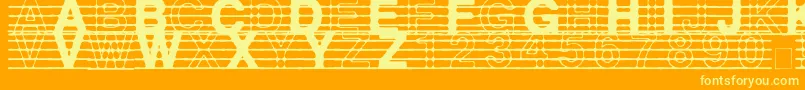 DistractedMusician-fontti – keltaiset fontit oranssilla taustalla