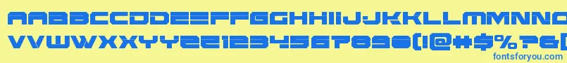 フォントEridanuscond – 青い文字が黄色の背景にあります。