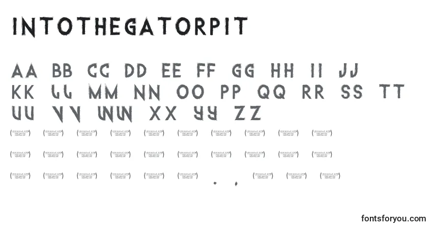 A fonte Intothegatorpit (101064) – alfabeto, números, caracteres especiais