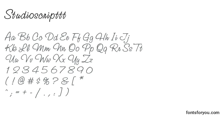 Fuente Studioscripttt - alfabeto, números, caracteres especiales