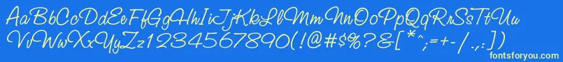 Studioscripttt Font – Yellow Fonts on Blue Background