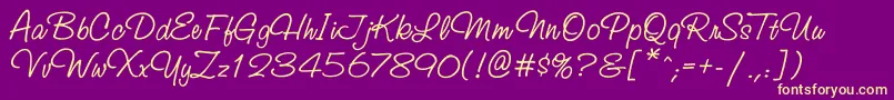 Studioscripttt-Schriftart – Gelbe Schriften auf violettem Hintergrund