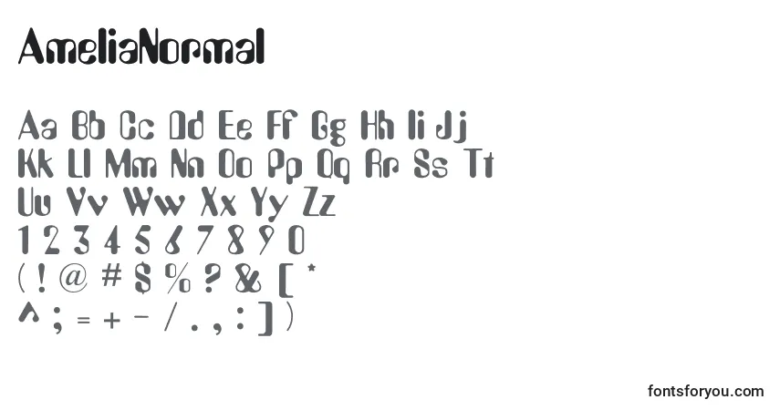 Schriftart AmeliaNormal – Alphabet, Zahlen, spezielle Symbole
