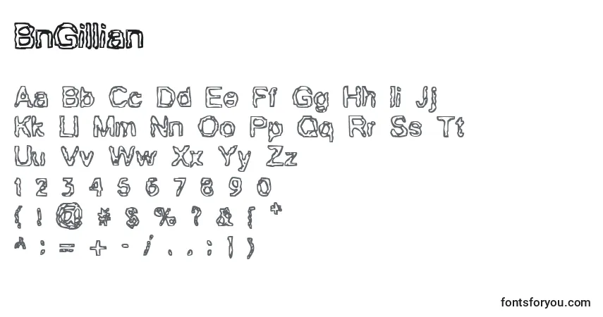 Czcionka BnGillian – alfabet, cyfry, specjalne znaki