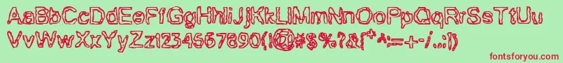 フォントBnGillian – 赤い文字の緑の背景