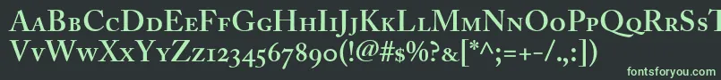 Fonte AdobeCaslonSemiboldsc – fontes verdes em um fundo preto