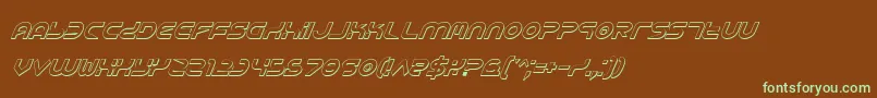 フォントYukonsi – 緑色の文字が茶色の背景にあります。
