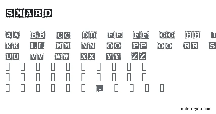 Schriftart Smard – Alphabet, Zahlen, spezielle Symbole