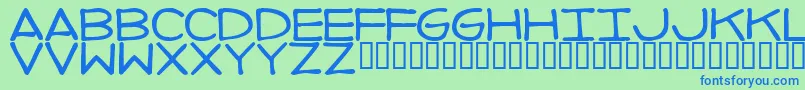 Fonte ImperfectFont – fontes azuis em um fundo verde