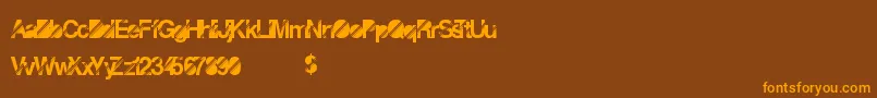 フォントDisconight – オレンジ色の文字が茶色の背景にあります。