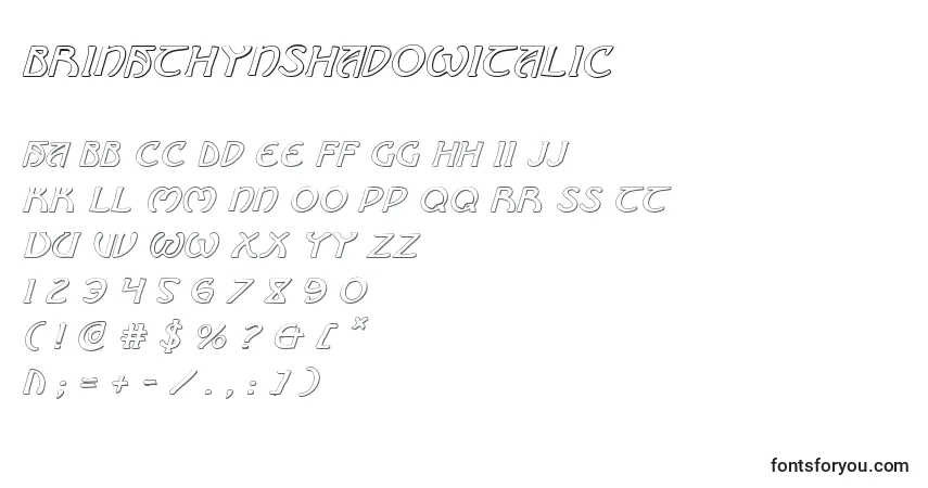 Шрифт BrinAthynShadowItalic – алфавит, цифры, специальные символы