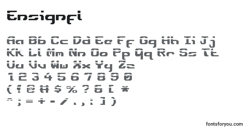 A fonte Ensignfl – alfabeto, números, caracteres especiais
