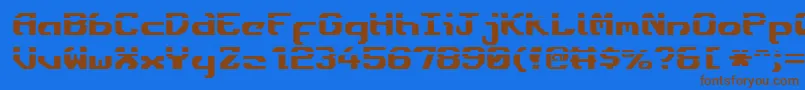 フォントEnsignfl – 茶色の文字が青い背景にあります。